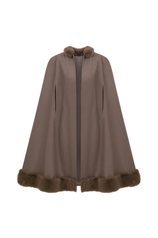 Mary kürk detayli yün pelerin