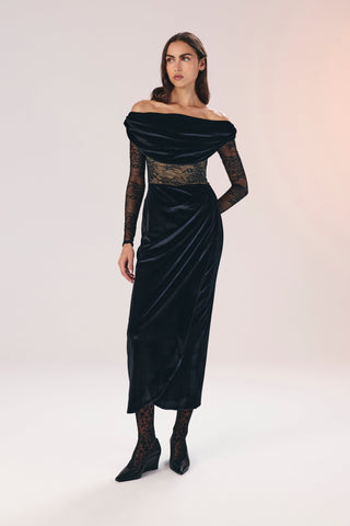 Kate dantel detayli midi elbise