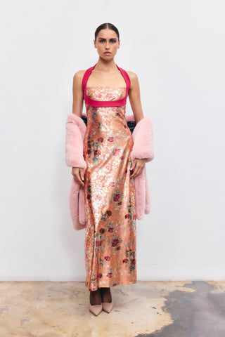 Sophie halter yaka bandaj maxi elbise