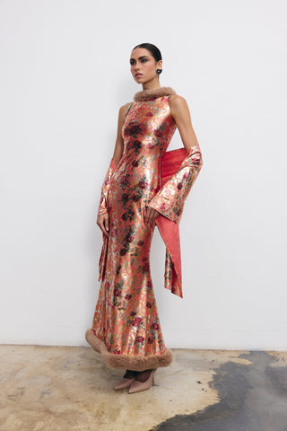 Margaret kürklü gece elbisesi