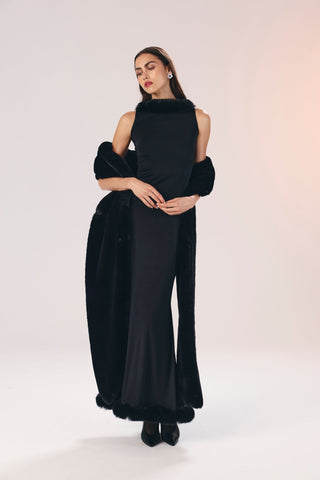 Margaret kürklü jarse gece elbisesi