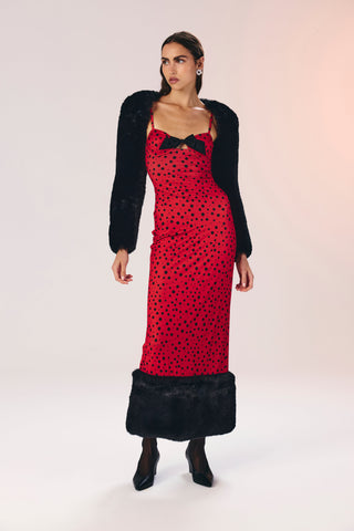 Ladybird Jane balenli puantiyeli jarse elbise