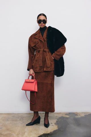 Madeliene kahve süet ceket