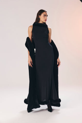 Margaret kürklü jarse gece elbisesi