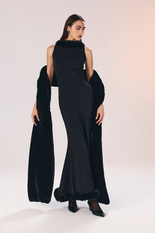 Siyah maxi boy kürk etol