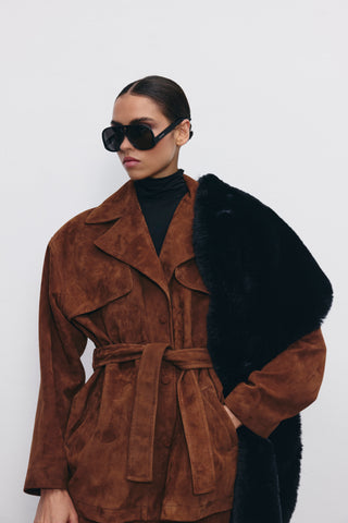 Madeliene kahve süet ceket