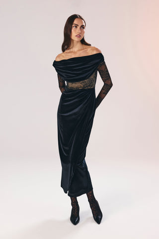 Kate dantel detayli midi elbise