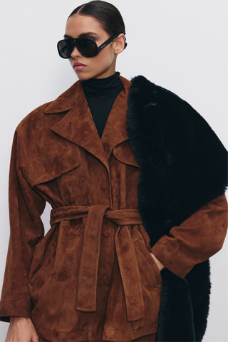 Madeliene kahve süet ceket