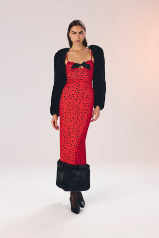 Ladybird Jane balenli puantiyeli jarse elbise