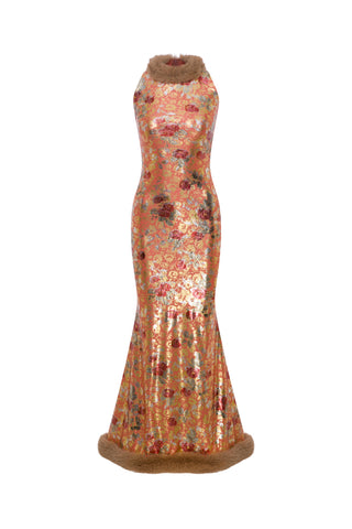 Margaret kürklü gece elbisesi