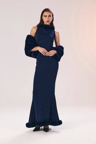 Margaret kürklü maxi elbise