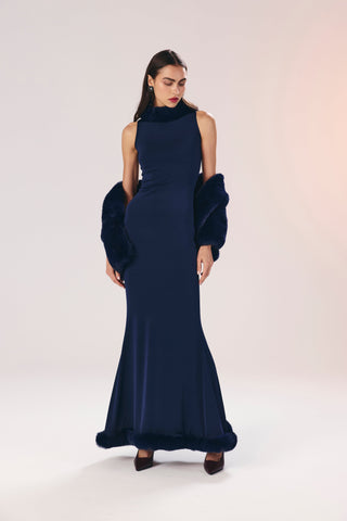 Margaret kürklü maxi elbise