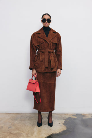 Madeliene kahve süet etek