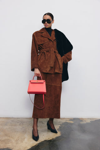 Madeliene kahve süet ceket