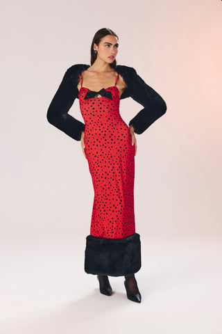 Ladybird Jane balenli puantiyeli jarse elbise