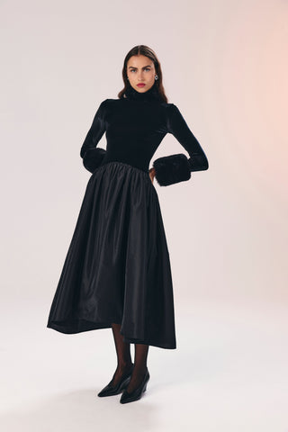 Lilybelle kürklü tafta elbise