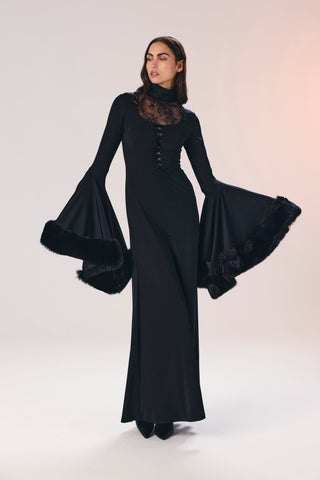 Sienna kürklü çan elbise