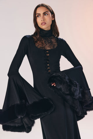 Sienna kürklü çan elbise