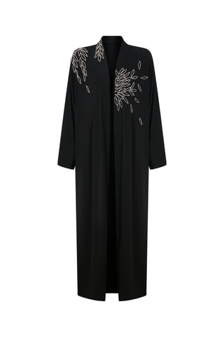 Zainap işlemeli askılı elbise & abaya takim